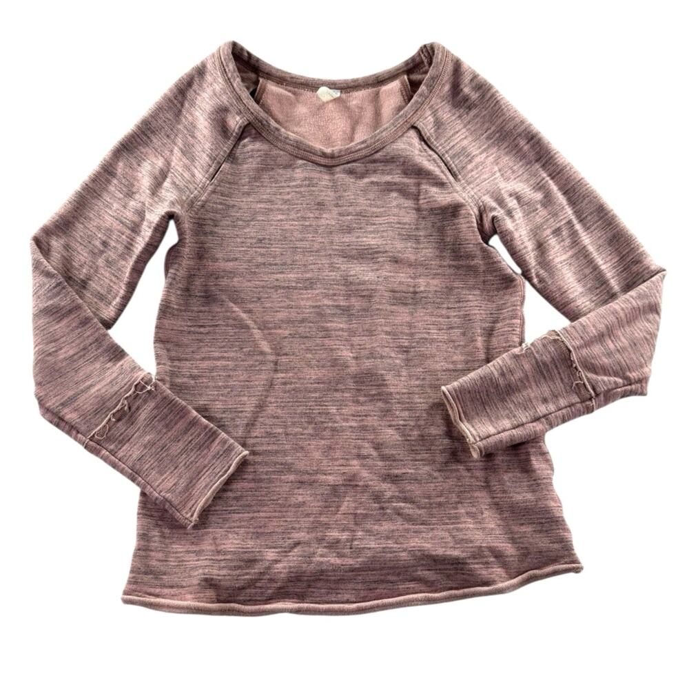 FP Movement Free People L Long Sleeve Shirt Mauve Pink Space Dyed Peek A Boo Top
